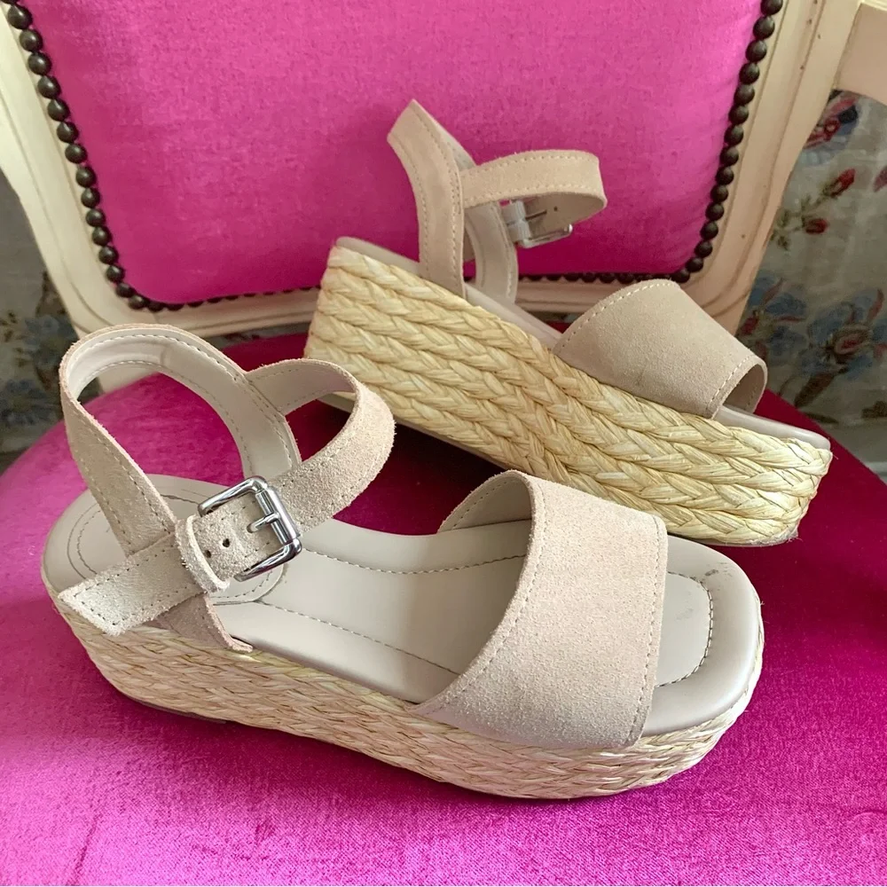 Marc Fisher Beige Espadrille Platform Sandals